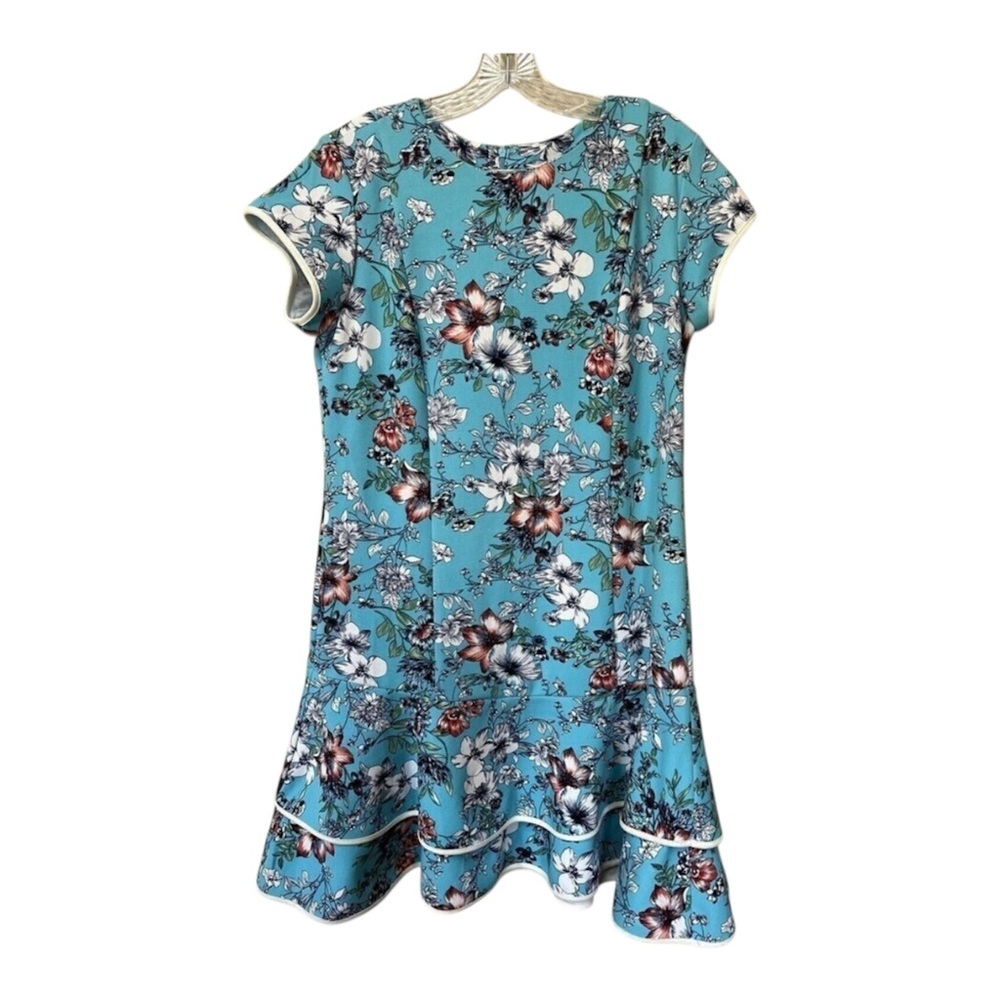 Blue Floral Fit & Flare Dress Size 14 Cottagecore Garden Party Shelby & Palmer